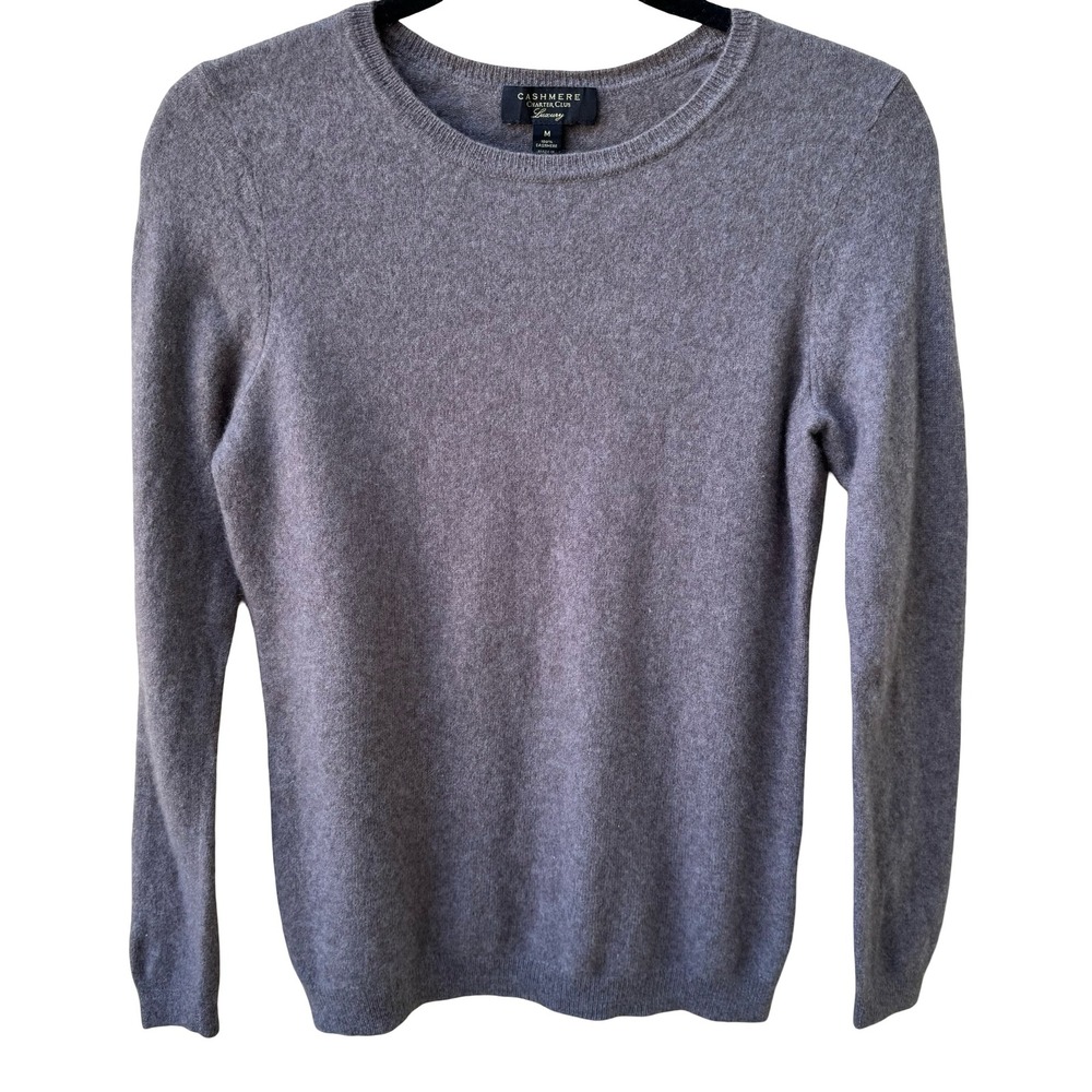 Charter Club 100% Cashmere Quiet Luxury Minimalist Preppy Crewneck Sweater M